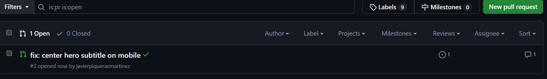 Pull request list showing the fix opened by Claude